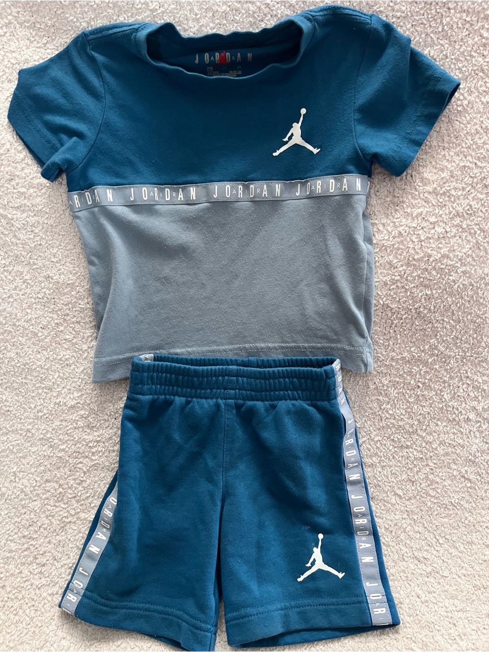 Jordan Teal & Light Teal Kids Shorts Set